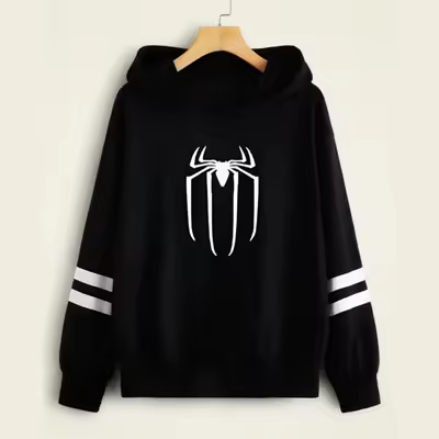 Spider Print Double Stripe Hoodie